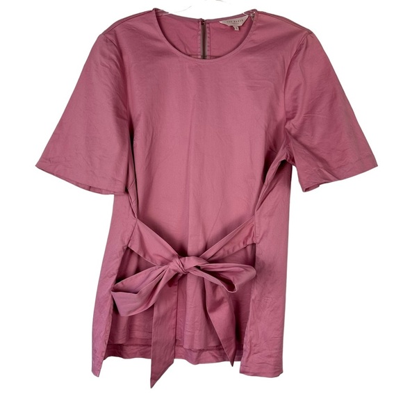 Ted Baker Sz 4 US 10 Women's Wrap Tie Front Cotton Kimono Top Large - Picture 4 of 14